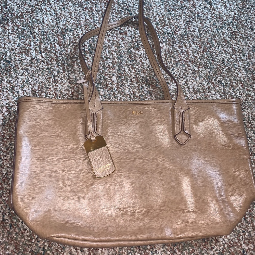 Ralph Lauren tan leather tote